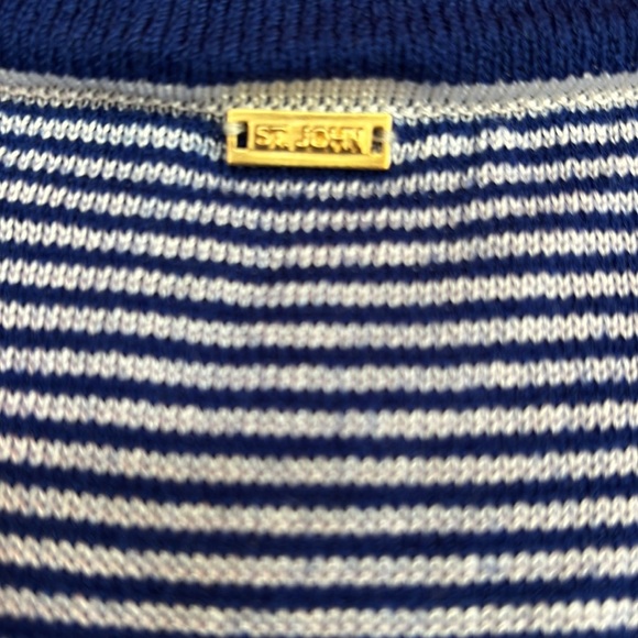 St. John Designer Blue and White Striped Sleeveless Tank Top Rayon Wool M - Picture 6 of 7